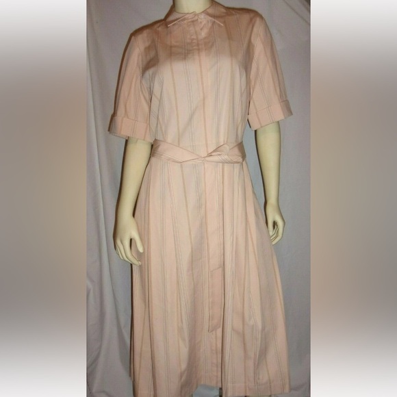 Lafayette 148 New York Pale Pink Striped Midi Shirt Dress summer dress - Picture 10 of 12